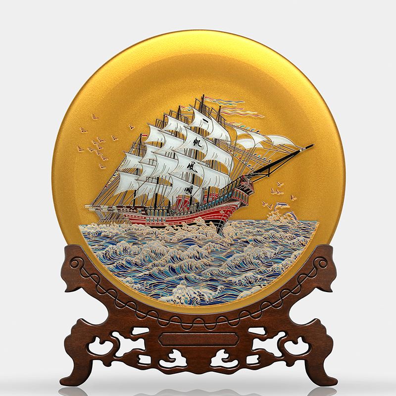 雅琅晶46CM一帆风顺（掐丝款）金色