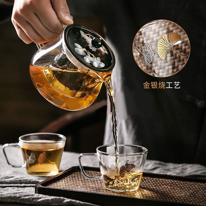 金银烧玻璃泡茶套装