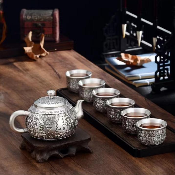 聚运鑫收藏银礼纯银茶具银茶杯百福聚臻银行礼