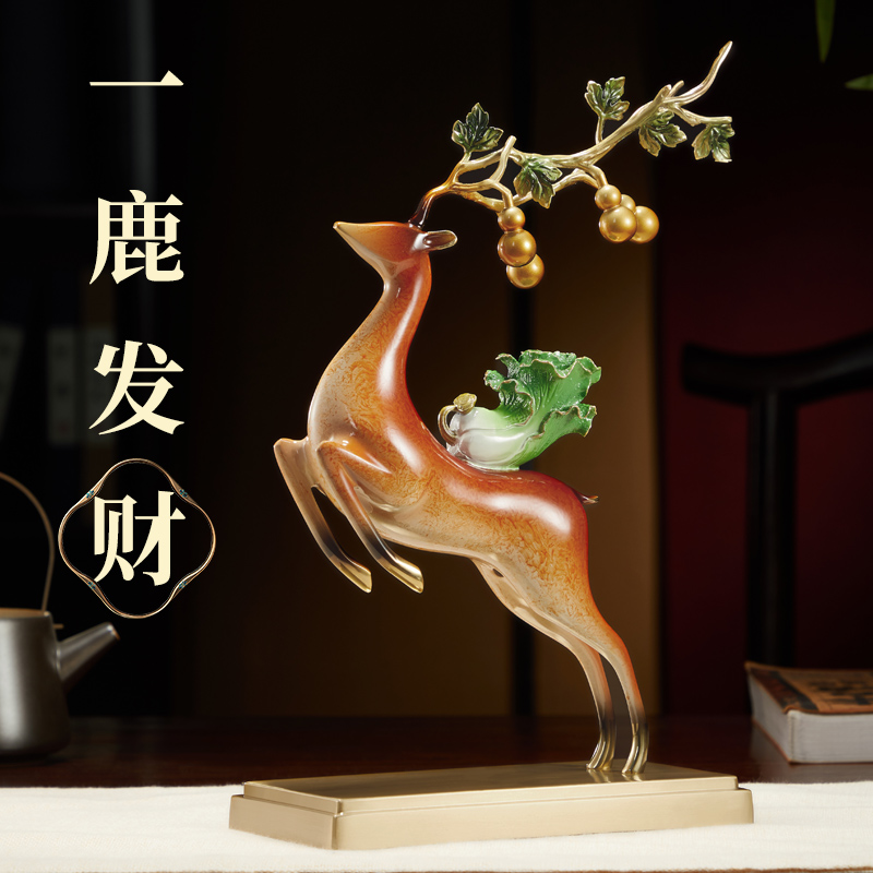 一路发财铜鹿工艺品摆件新年礼品