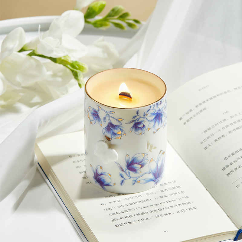 共禾京品玲珑瓷玉兰花蜡杯