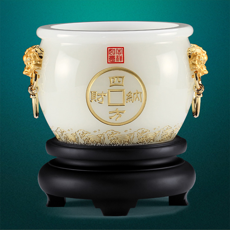 鼎盛精品（大号）琉璃聚宝盆家居招财摆件商务礼品开业乔迁送礼