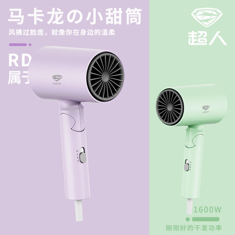 SID超人水润负离子大风量速干折叠便携款电吹风HD1658