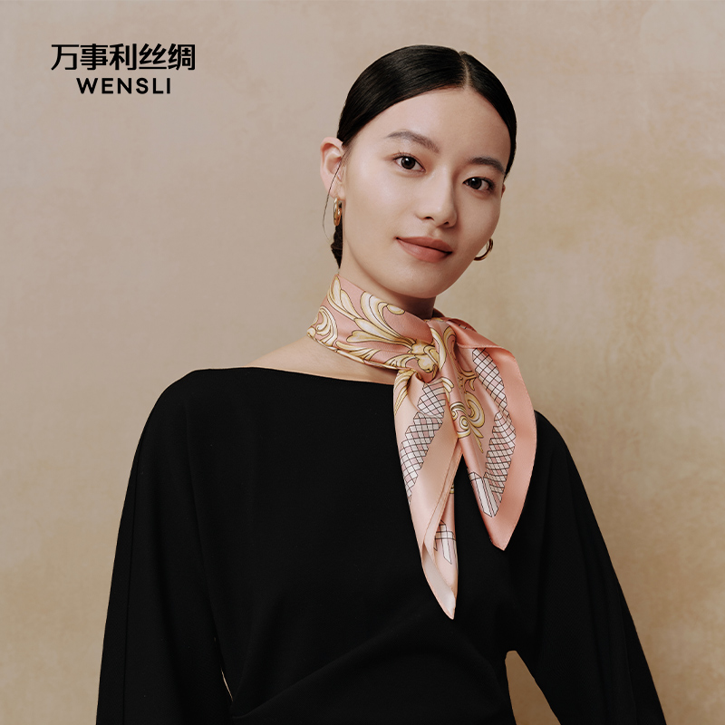 万事利2024实体店秋冬新品双面印花中方巾-鎏金幻彩