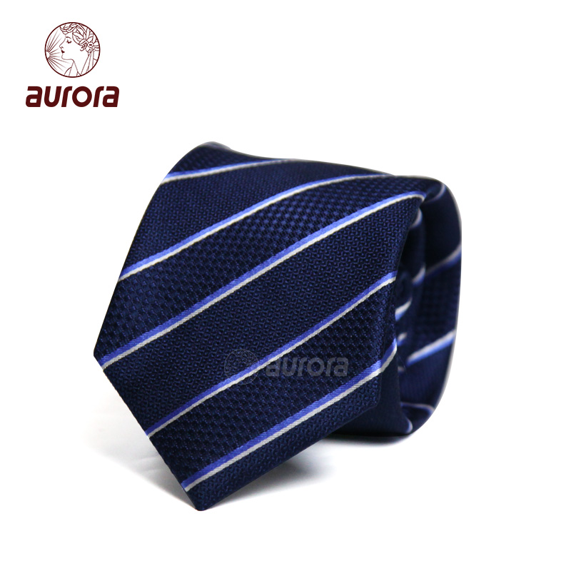 aurora蓝黑条纹领带商务送礼精美礼盒装