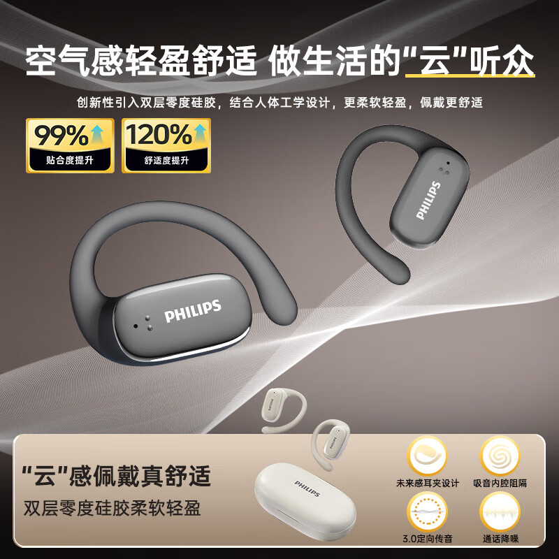 飞利浦长续航降噪蓝牙耳机TAT3708