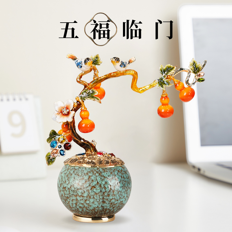 诺诗曼五福临门珐琅彩工艺品摆件银行团购礼品周年庆礼物