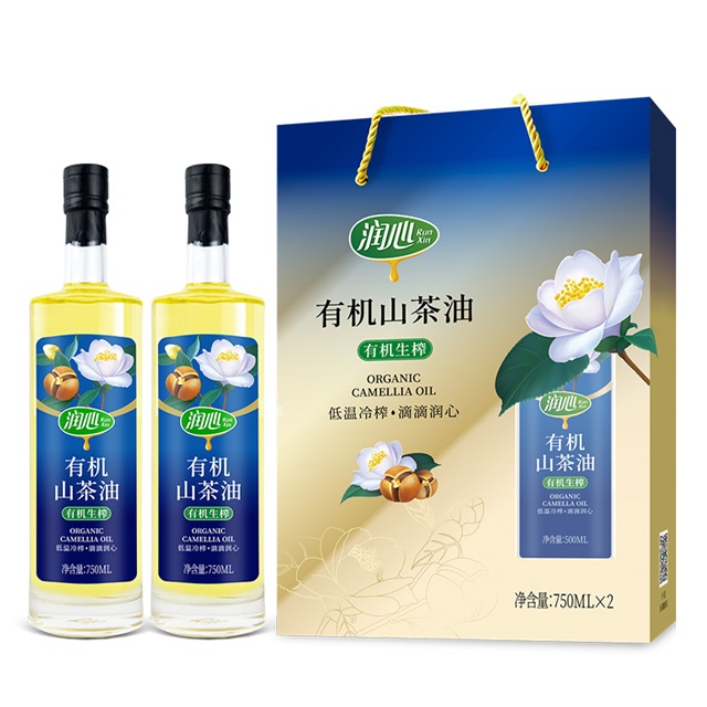 润心有机生榨山茶油750ML*2礼盒