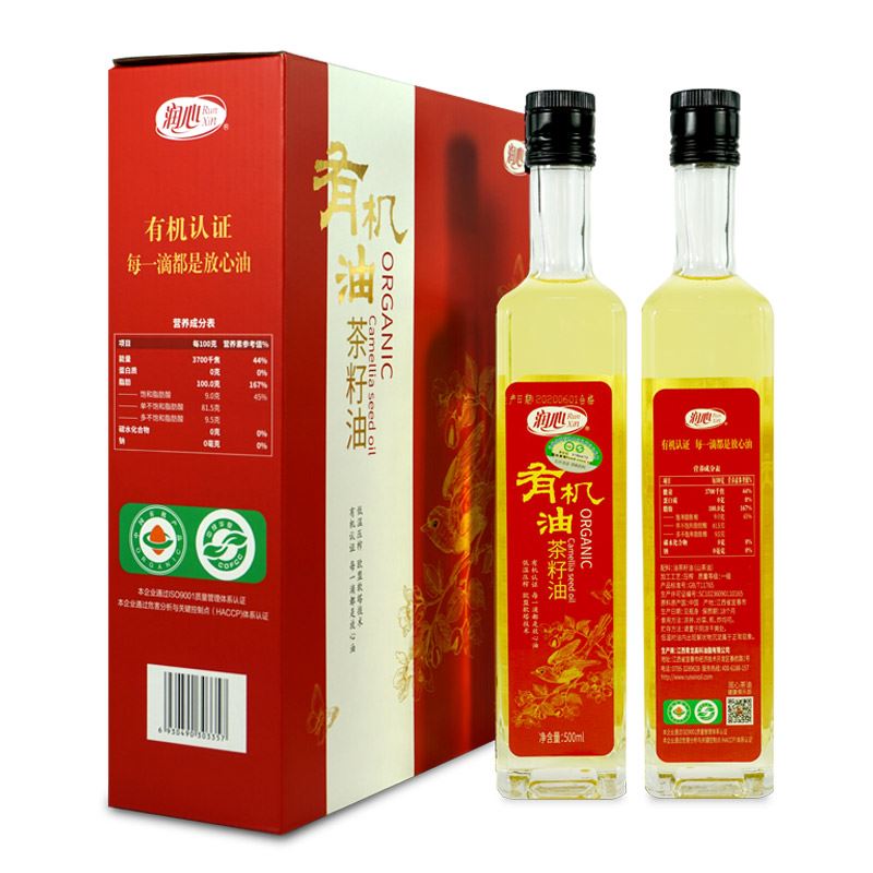 润心有机山茶油500ML*2红色礼盒