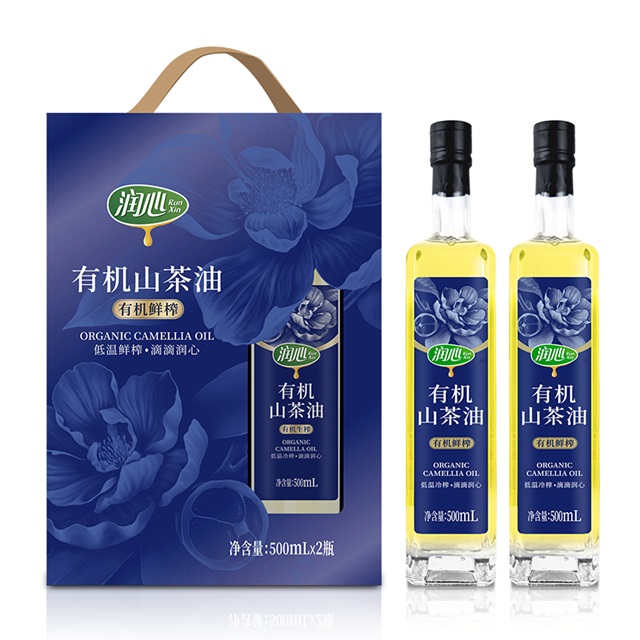 润心有机鲜榨山茶油500ML*2礼盒