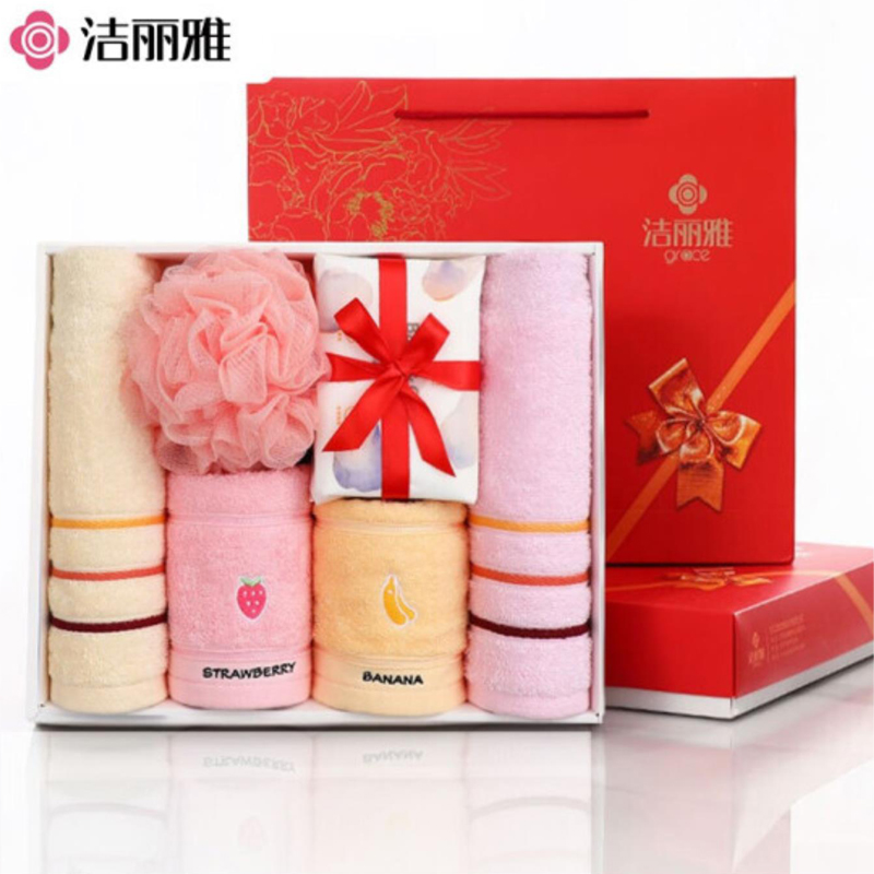 洁丽雅毛巾礼盒6件套含手提袋20230005