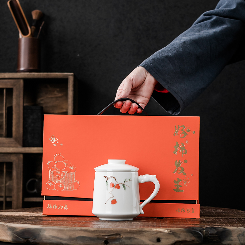 DONGYUE东悦好柿发生手绘祥龙办公杯