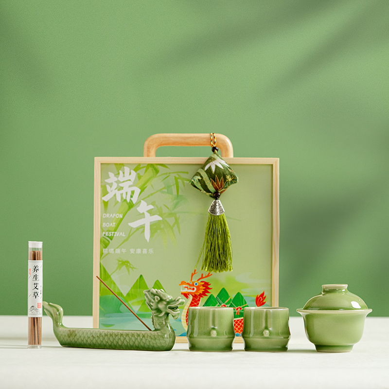 DONGYUE东悦龙腾端午茶具木箱礼盒装