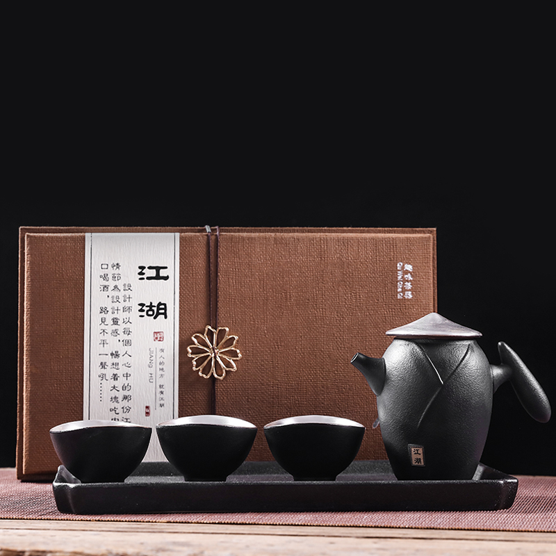 知者觉器-江湖五件套小干泡陶瓷茶盘套装商务定制鎏银礼品端午节