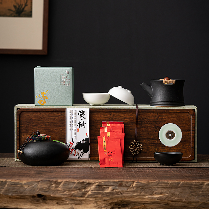 知者觉器-金镶玉茶叶罐套装粗陶陶瓷茶具礼盒定制礼品送礼端午节