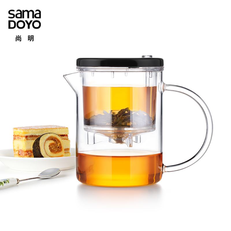 尚明玻璃飘逸杯功夫茶具按压式泡茶冲茶杯